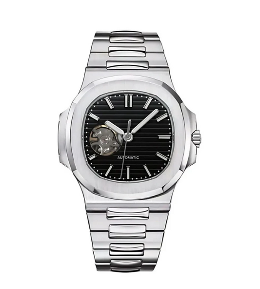 Nautiko Silver black dial Open Heart